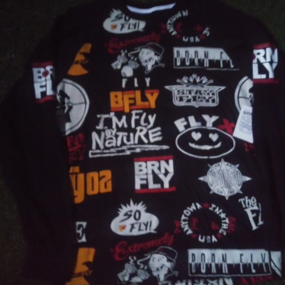 Hip Hop Label Themed Born Fly Long Sleeve Shirt